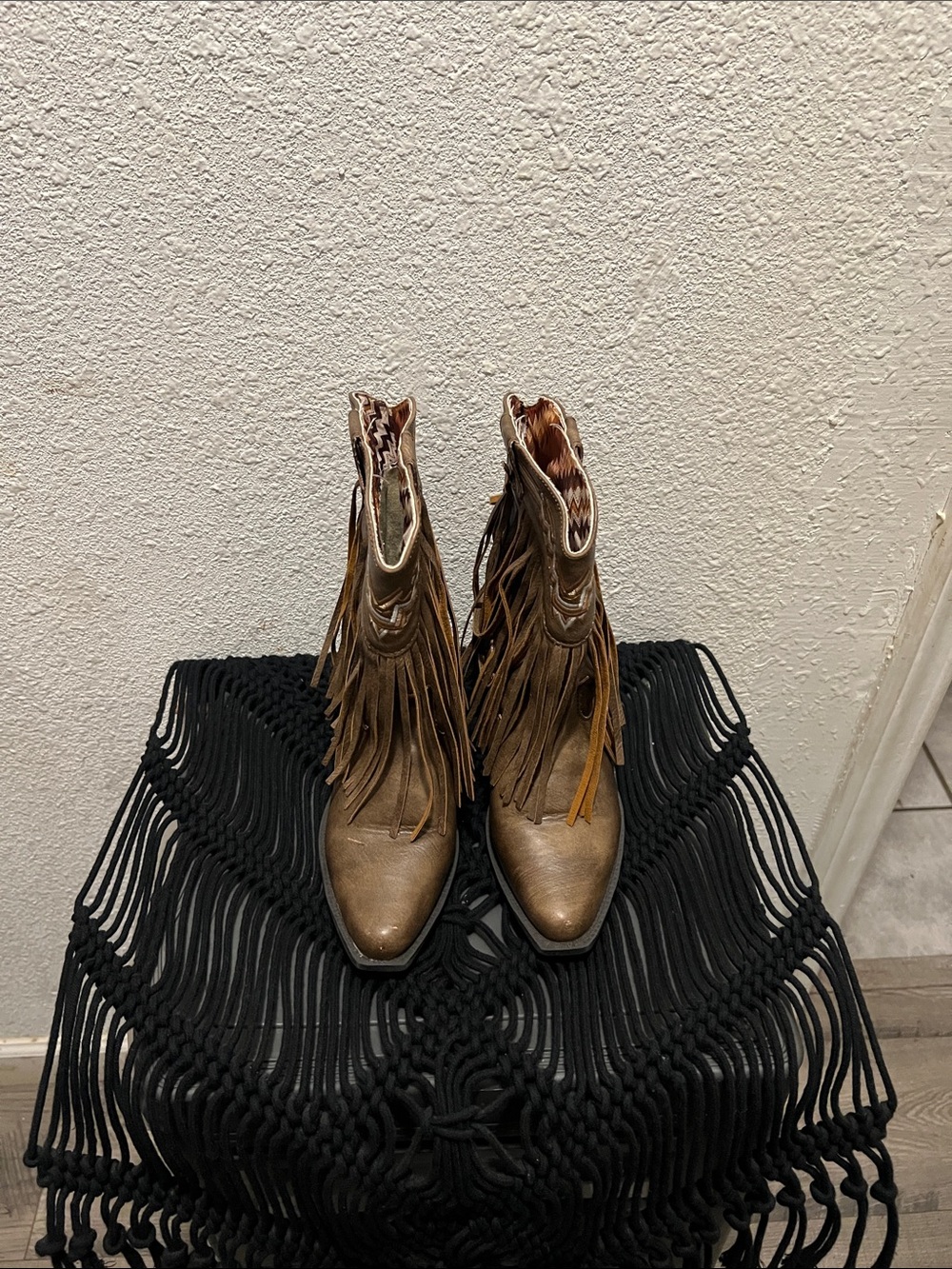 Roper Tan Fringe Kids Western Ankle Boots